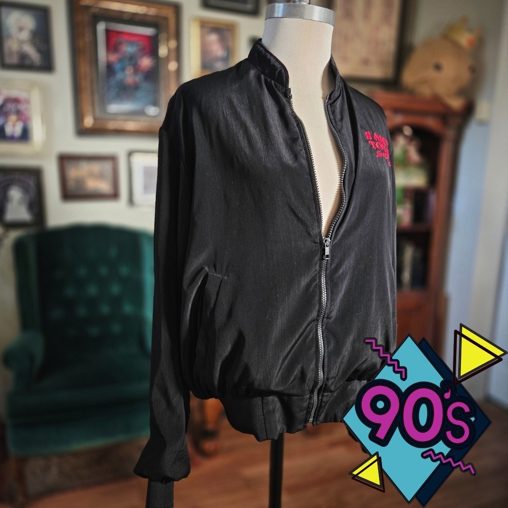 Vintage 90s The Jacket Factory Sam's Town‎ Las Vegas Black Bomber Jacket Large